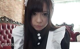 Japanese maid cosplayer getting fingered by her boss